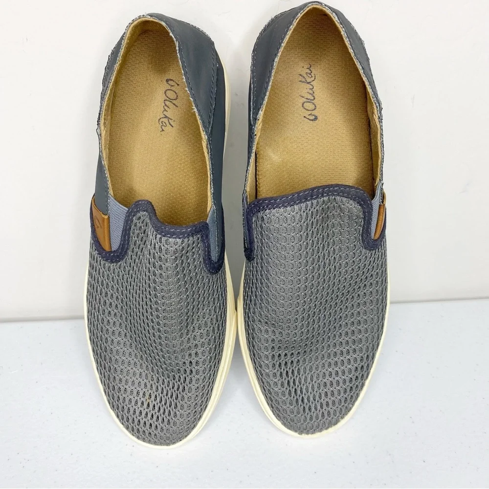 OluKai Pehuea Slip On Sneaker in Pavement Gray Size 7 - Picture 6 of 11